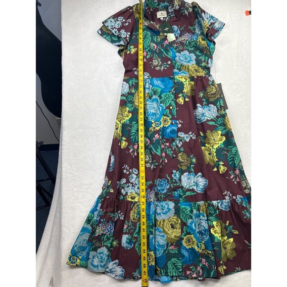 NWT Tuckernuck Alice Dress Merlot Sharp Floral Midi Dress Sz S Ruffles Cottage - Picture 8 of 13